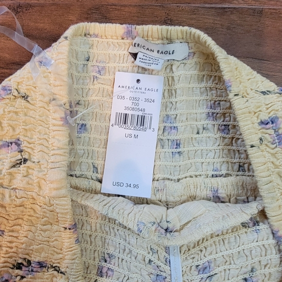 American Eagle Strapless Yellow Floral Cropped Boho NWT Never Worn Size Medium - Picture 3 of 8